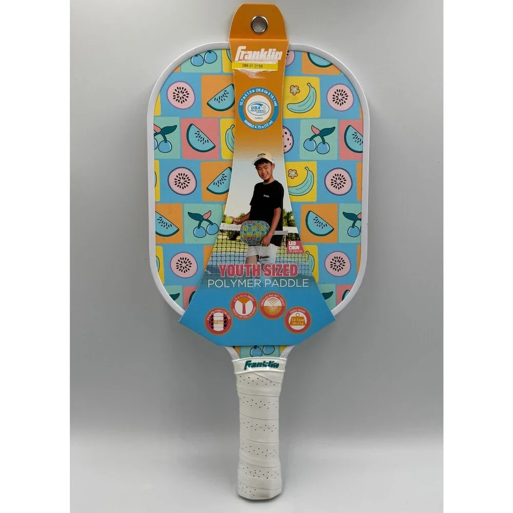 New Franklin Youth Pickleball Paddle Fruit Pattern Polymer Core Leo Chun Racquet